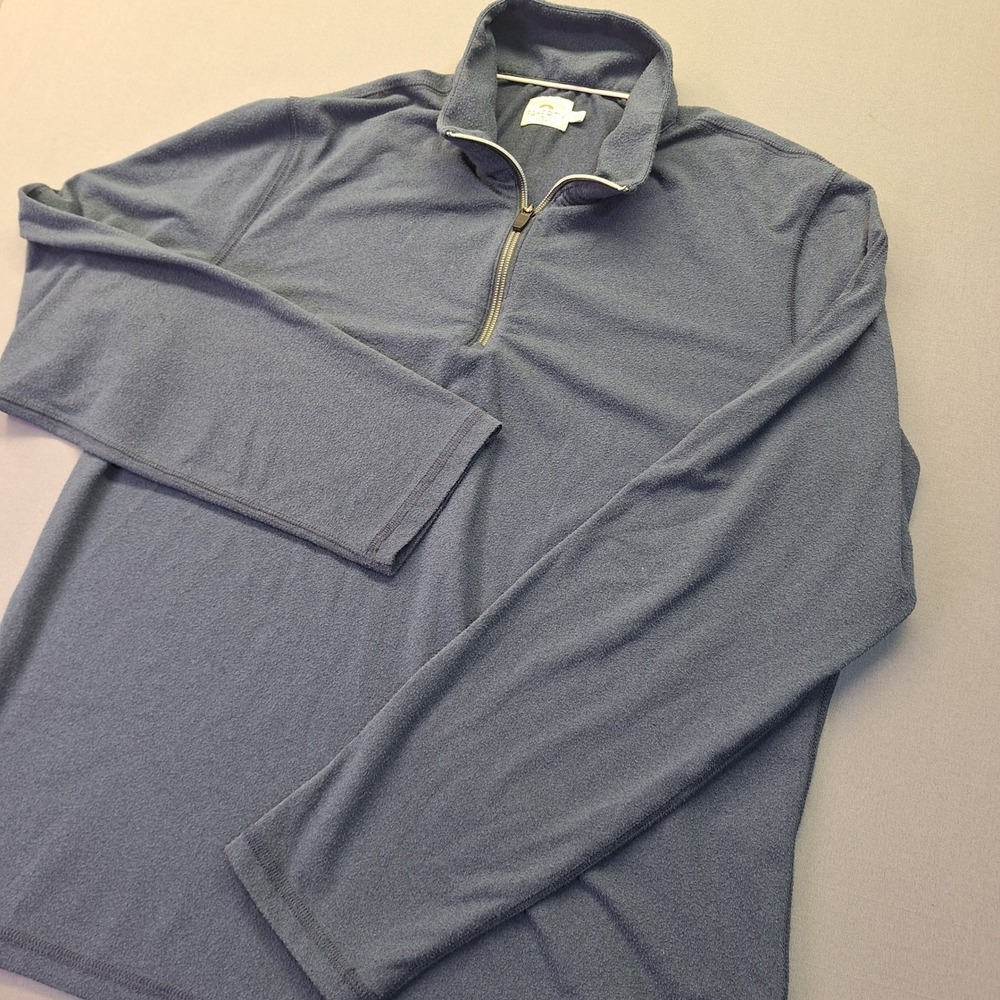 Faherty Brand Mens Navy Blue Heather Quarter Zip Pullover MKH2108-NSH Size M